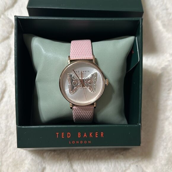 Ted Baker Phylipa Pink Silver Rose Gold Iconic Bow Leather Strap Quartz Watch main image 9